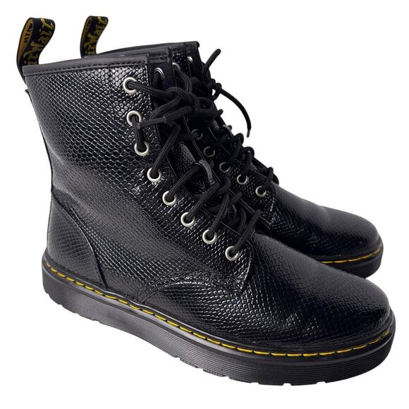 Dr. Martens Zavala Boot Reptile Snake Embossed Women's 9 EU41 Black Lace Up - Picture 1 of 10